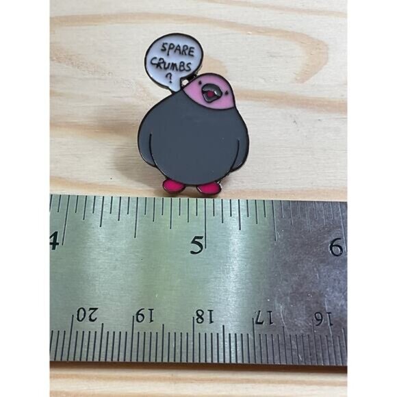 Dove Bird Spare Crumbs Cartoon Enameled Pin - Picture 2 of 3